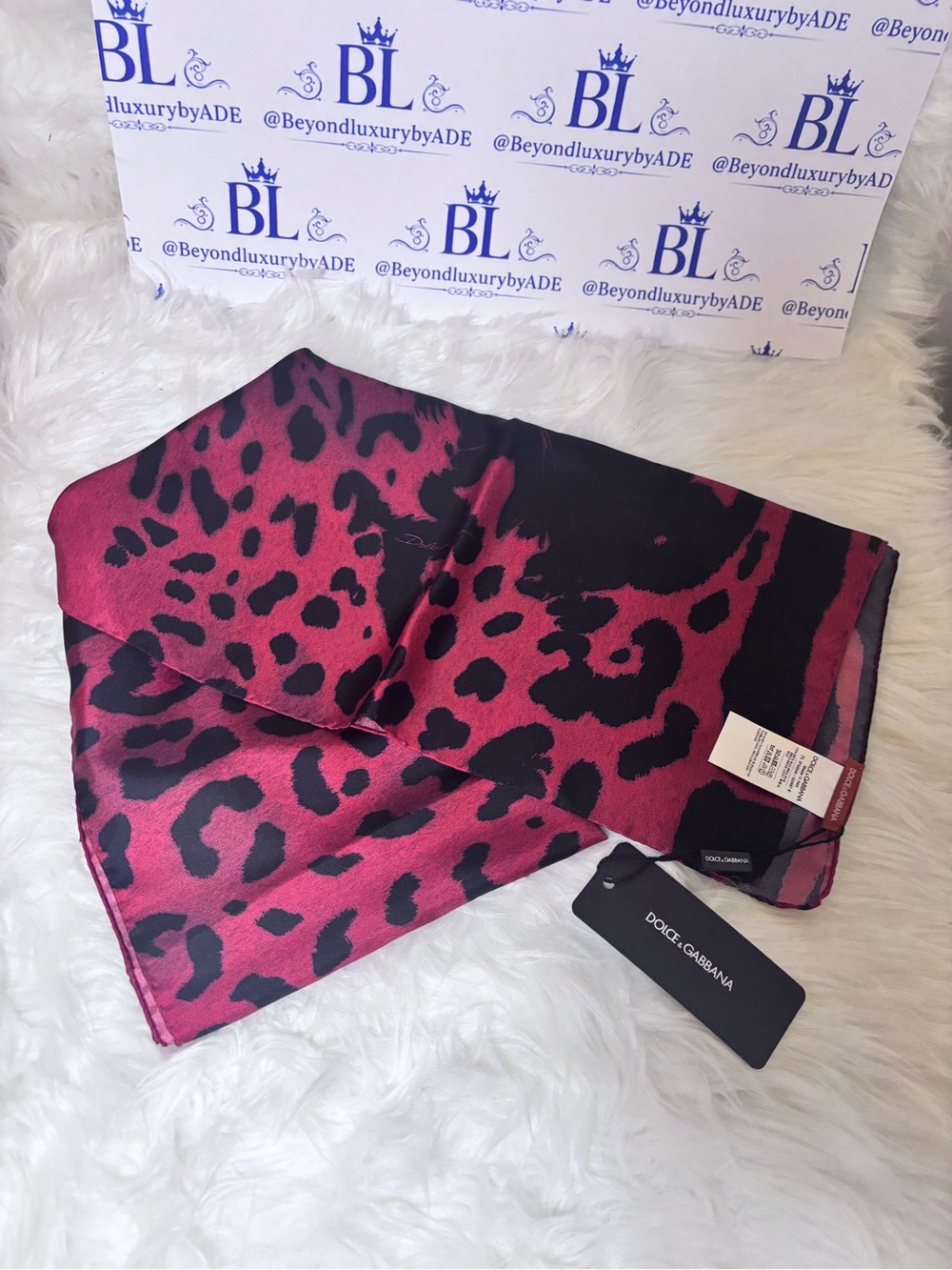 Dolce & Gabbana Red and Black Leopard Silk Square Scarf